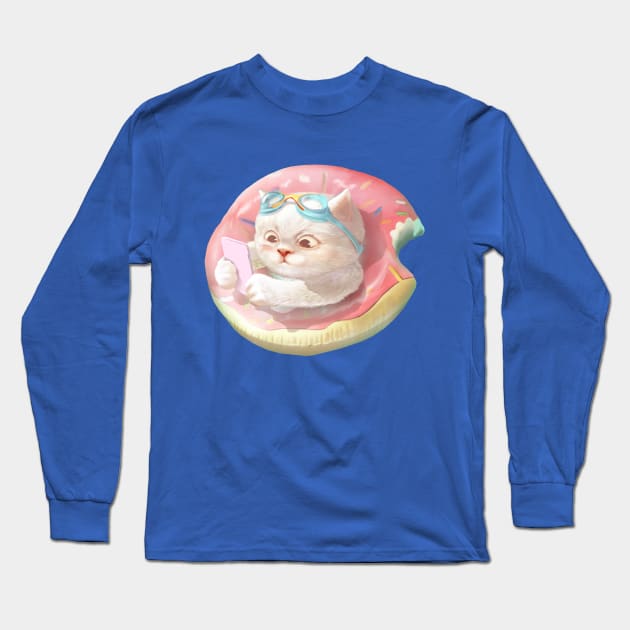 Donut Pool Float Long Sleeve T-Shirt by zkozkohi